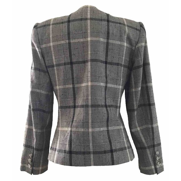 Vintage Stirling Cooper Neutral Beige Plaid Cropped Academia Blazer Jacket - 2 - Picture 5 of 9